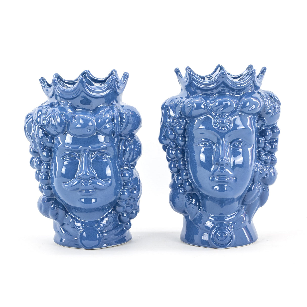 Moor's Heads H cm 25 or 35 Blue Color in Handmade Caltagirone Ceramic