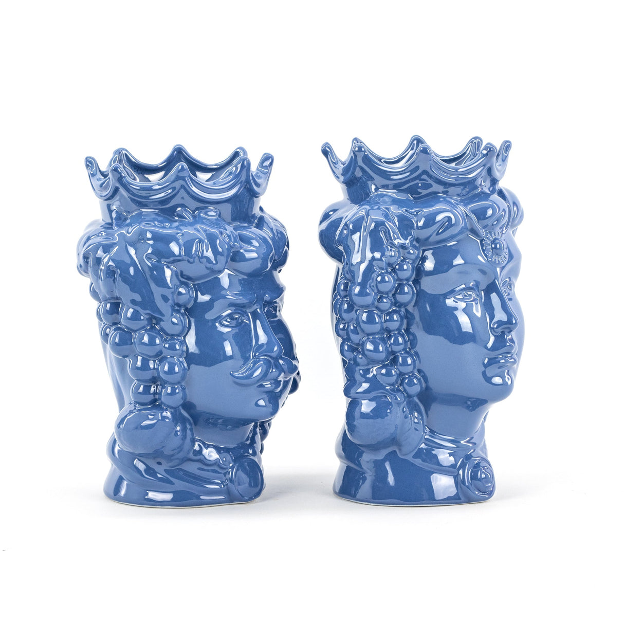 Moor's Heads H cm 25 or 35 Blue Color in Handmade Caltagirone Ceramic