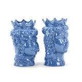 Moor's Heads H cm 25 or 35 Blue Color in Handmade Caltagirone Ceramic