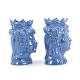 Moor's Heads H cm 25 or 35 Blue Color in Handmade Caltagirone Ceramic