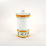 Set of three Caltagirone ceramic jars with Acanto decoration 