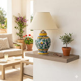 Sicilian ceramic lamp hand decorated H cm 26 Caltagirone lamp 