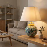 Hand-decorated Caltagirone ceramic lamp, artistic table lamp 