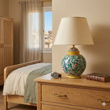 Hand-decorated Caltagirone ceramic lamp, artistic table lamp 