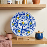 Piatto ornamentale ceramica siciliana Ø 20 decoro '600 BLU