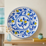 Piatto ornamentale ceramica siciliana Ø 25 decoro '600 BLU