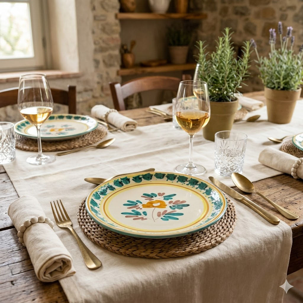 Sicilian pizza plate in Caltagirone ceramic ROSANTICA decoration