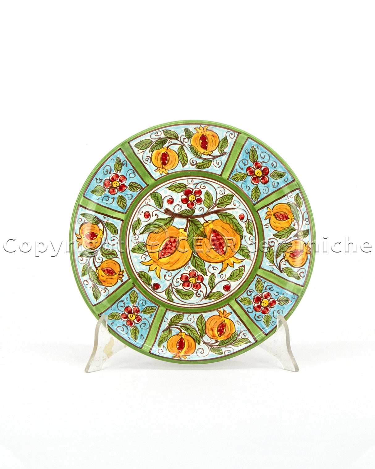 Caltagirone ceramic wall plate with POMEGRANATE decoration
