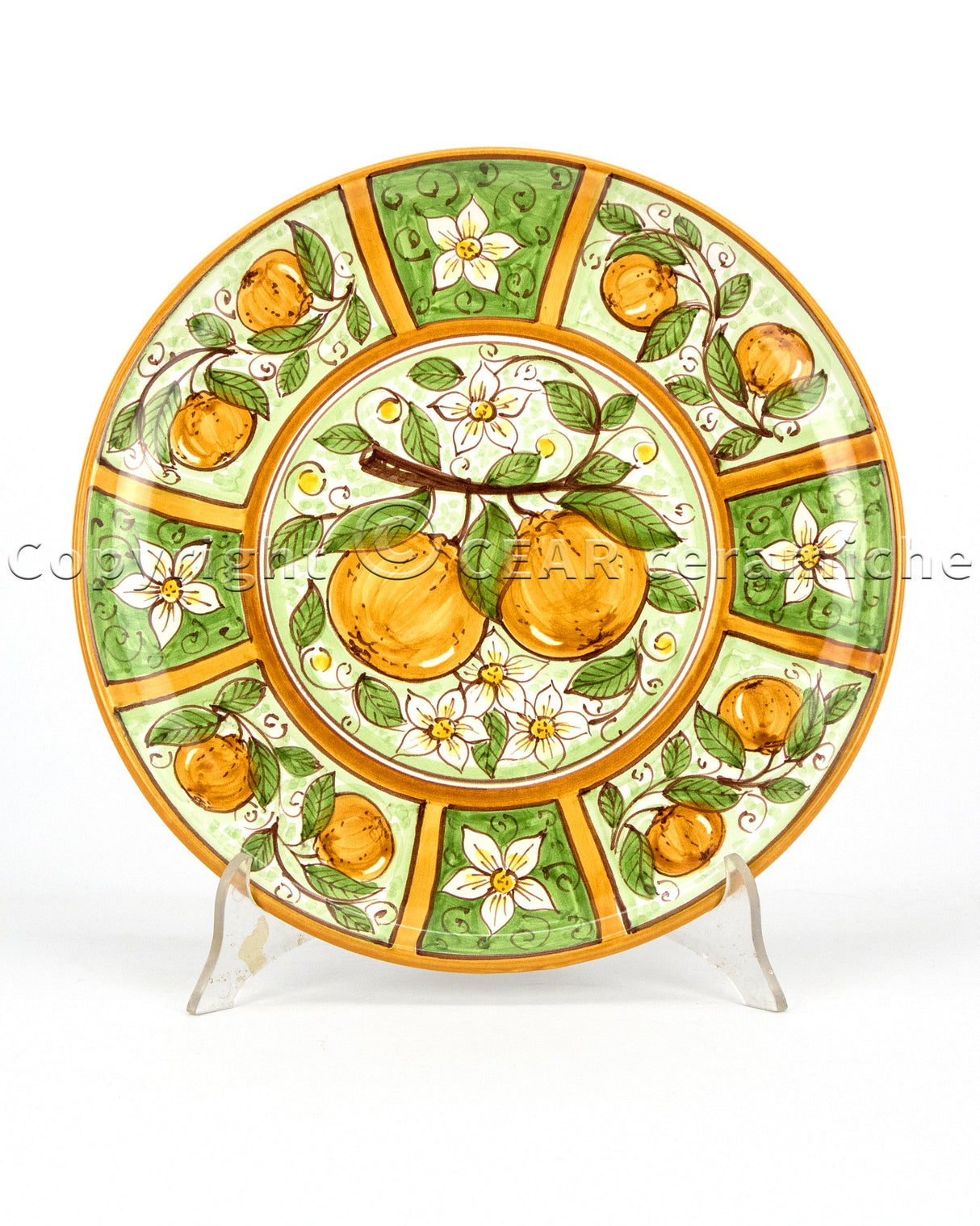 Piatto murale in ceramica di Caltagirone con decoro ARANCE