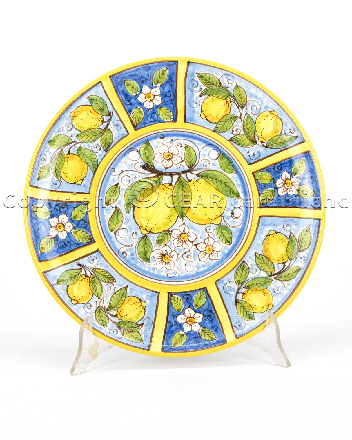 Piatto murale in ceramica di Caltagirone con decoro LIMONI