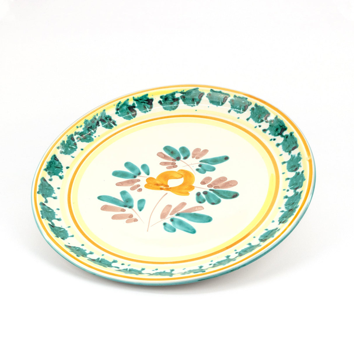 Piatto pizza siciliano in ceramica di Caltagirone decoro ROSANTICA