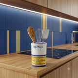 Barattolo portamestoli ceramica siciliana H 16 decoro FLORA