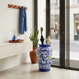 Portaombrelli ceramica siciliana H52 decoro '600 BLU
