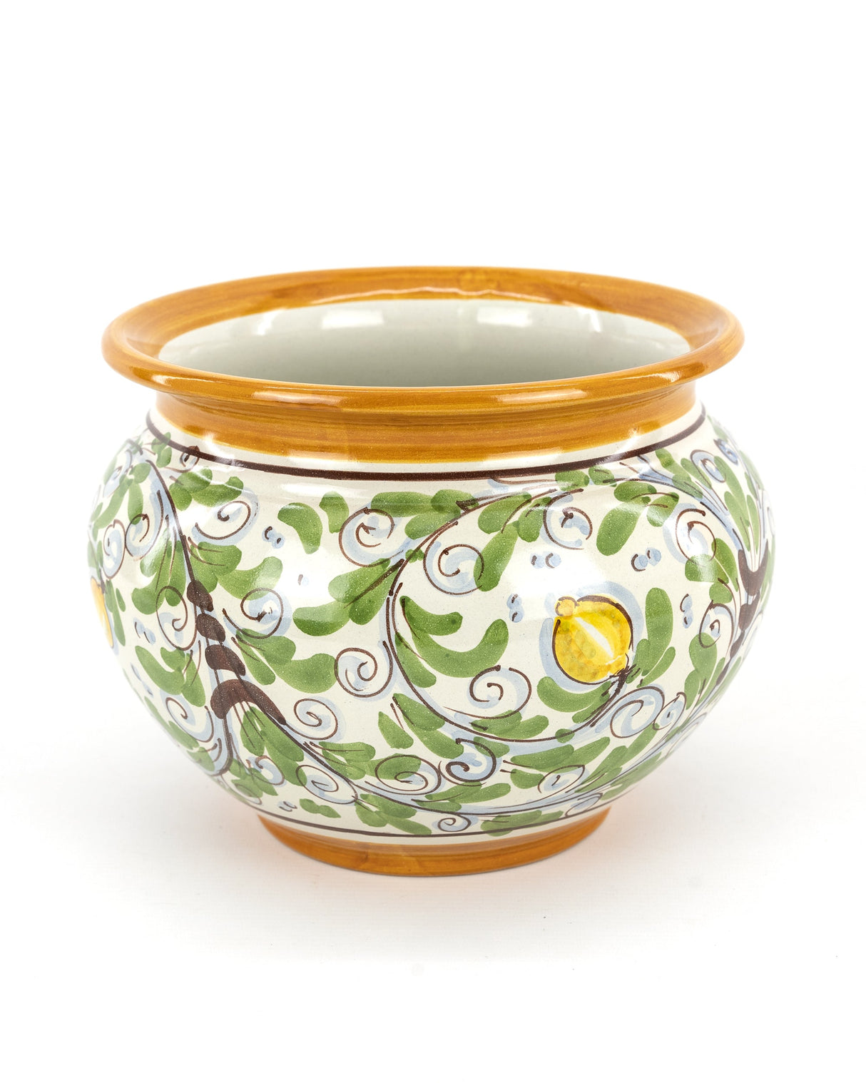 Portavaso in Ceramica Ø cm27 Fatto a Mano, "Fiori & Frutti di Sicilia" Ceramica di Caltagirone