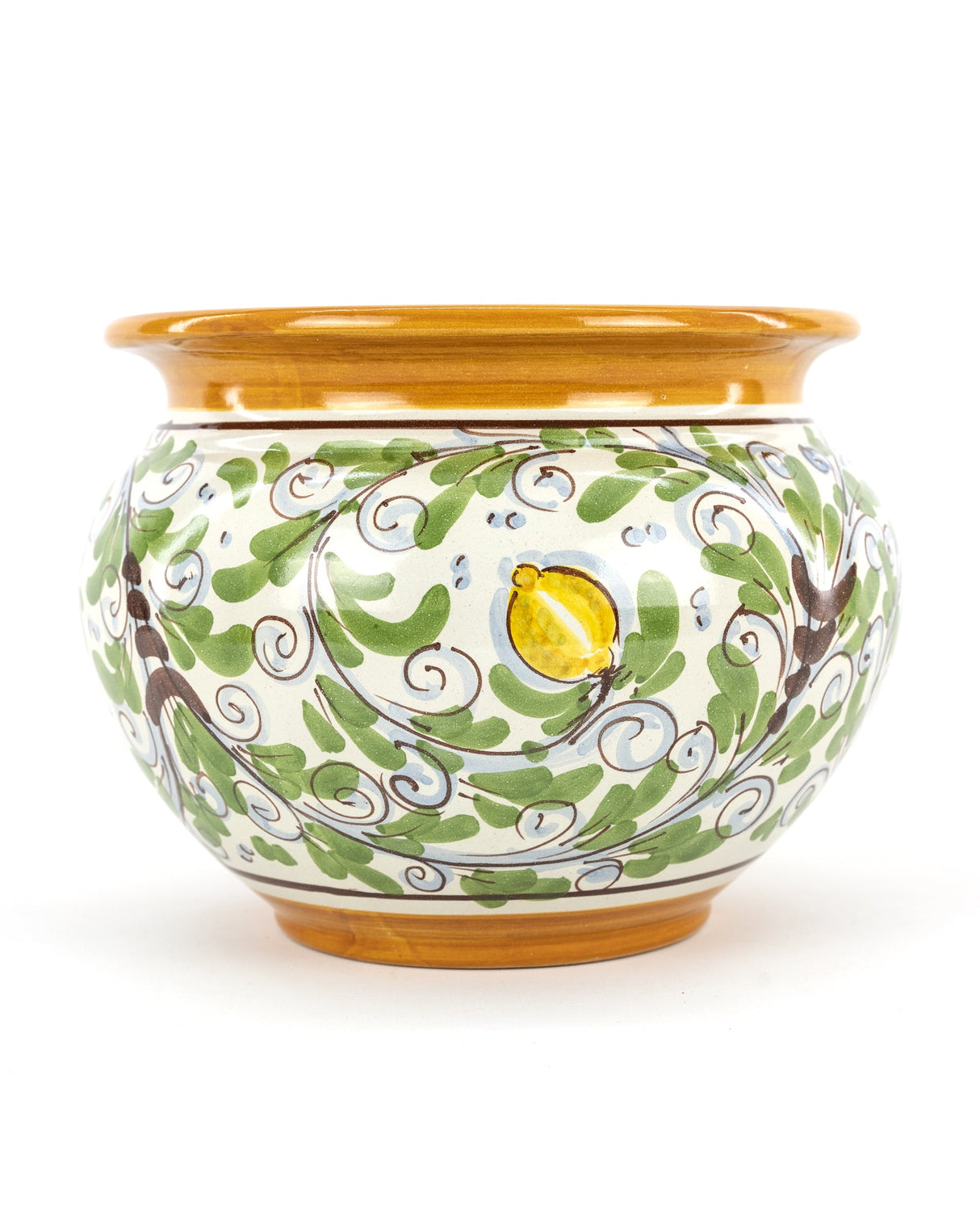 Portavaso in Ceramica Ø cm27 Fatto a Mano, "Fiori & Frutti di Sicilia" Ceramica di Caltagirone