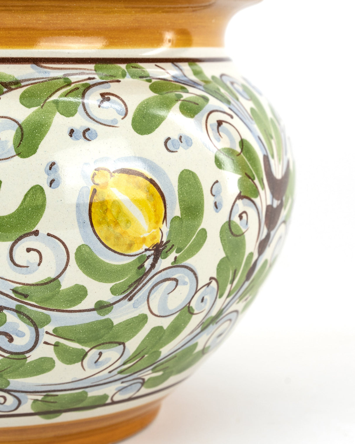 Portavaso in Ceramica Ø cm27 Fatto a Mano, "Fiori & Frutti di Sicilia" Ceramica di Caltagirone