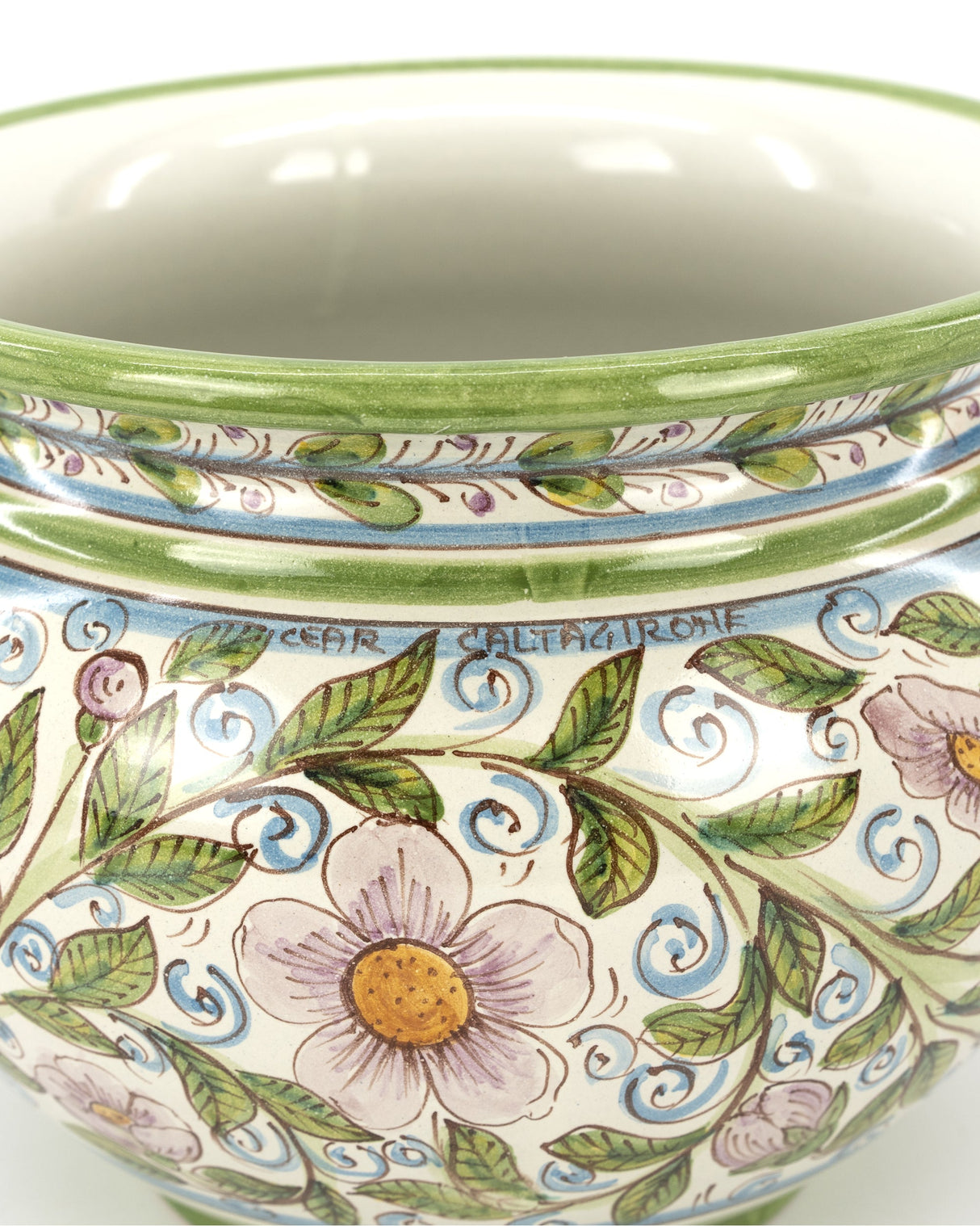 Portavaso decoro PRIMAVERA in Ceramica Ø cm27 Fatto a Mano, Ceramica di Caltagirone