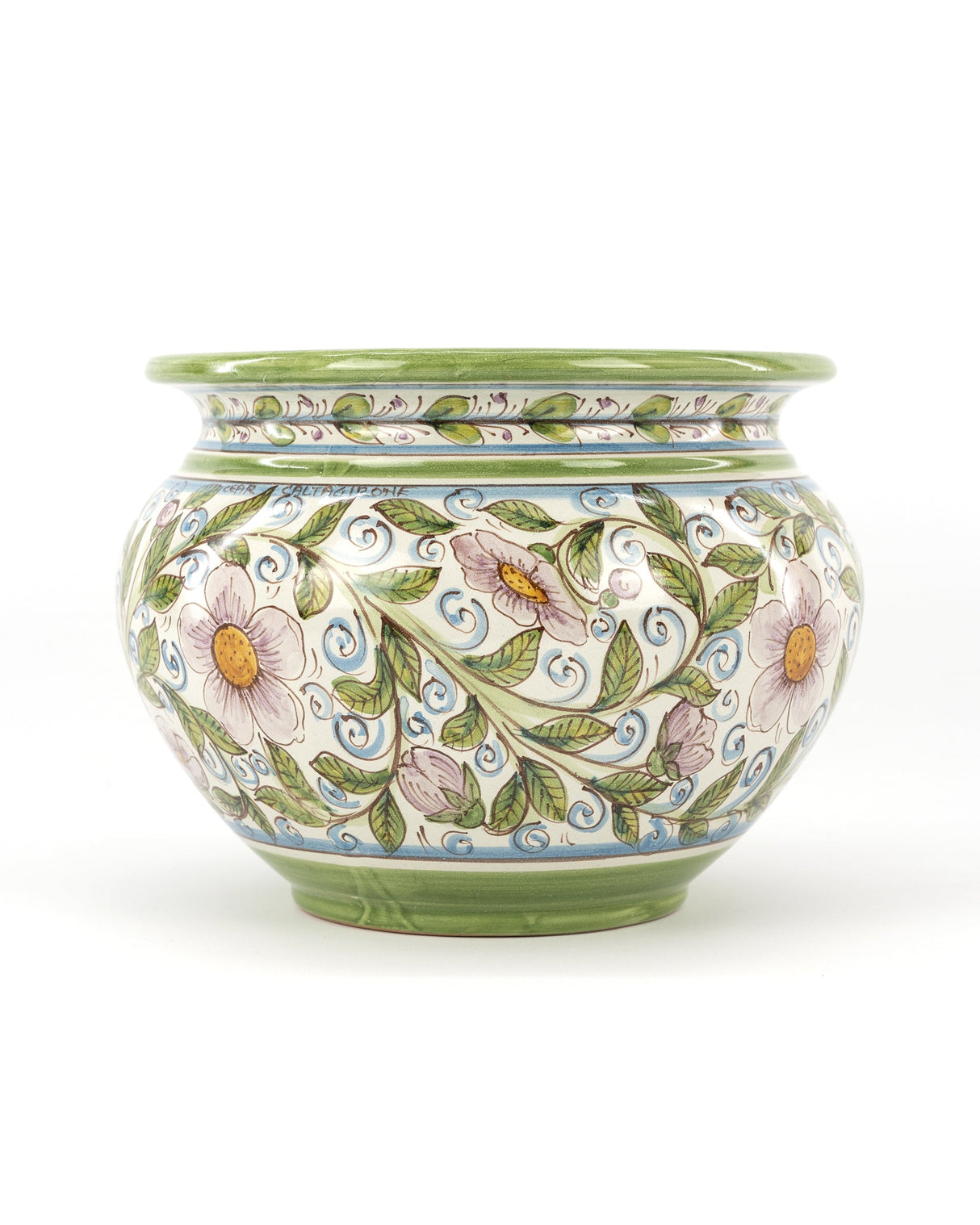 Portavaso decoro PRIMAVERA in Ceramica Ø cm27 Fatto a Mano, Ceramica di Caltagirone