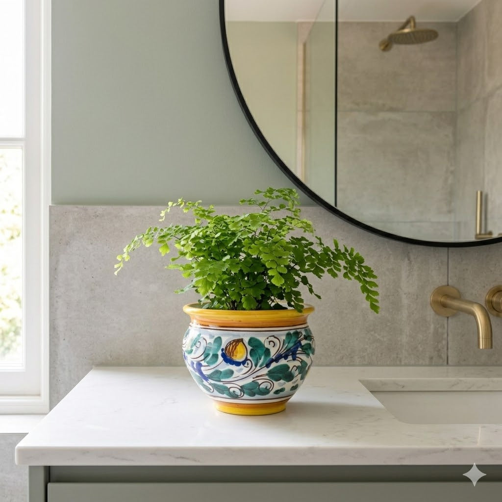 Portavaso ceramica siciliana Ø 16 decoro '600 GIALLO