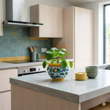 Portavaso ceramica siciliana Ø 16 decoro '600 GIALLO