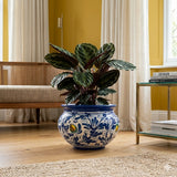 Portavaso ceramica siciliana Ø 27 decoro '600 BLU