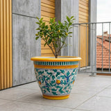 Portavaso ceramica siciliana Ø 33 decoro '600 GIALLO