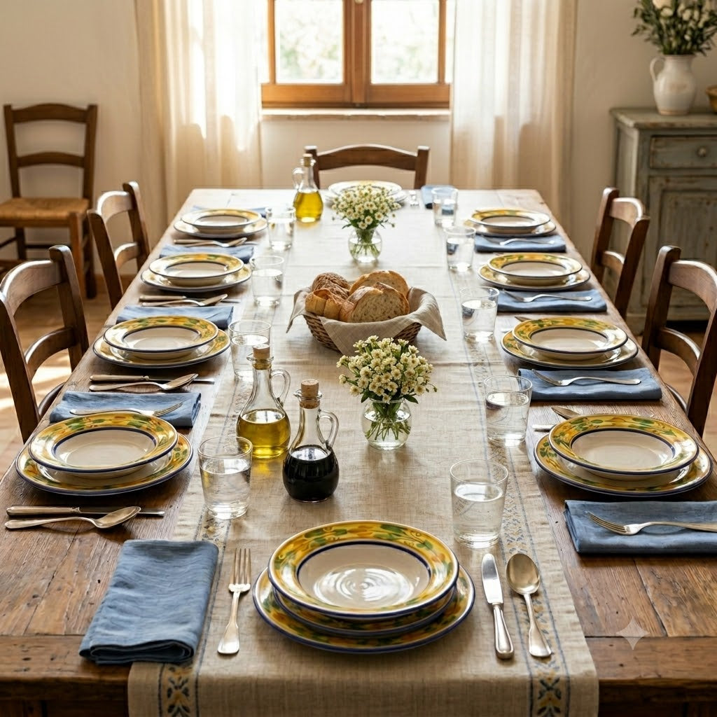 Set di 3 piatti ceramica siciliana decoro FLORA