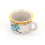 Tazza da the con piatto in eramica di Caltagirone decorata a mano. Decoro AMBRA