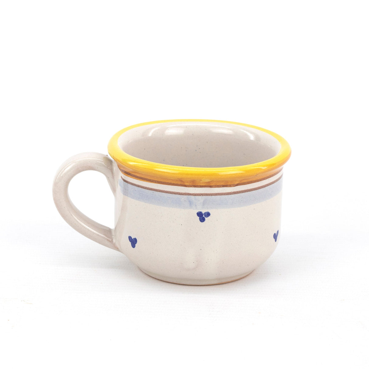 Tea cup with tray plate for biscuits/brioche in Caltagirone ceramic hand-decorated with AMBER decoration