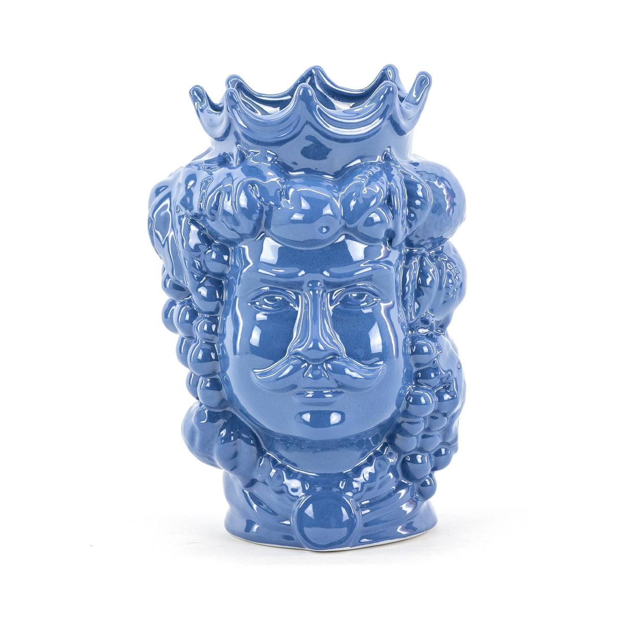Sicilian Blue Moor's Head H 25 cm in Caltagirone Ceramic Handmade