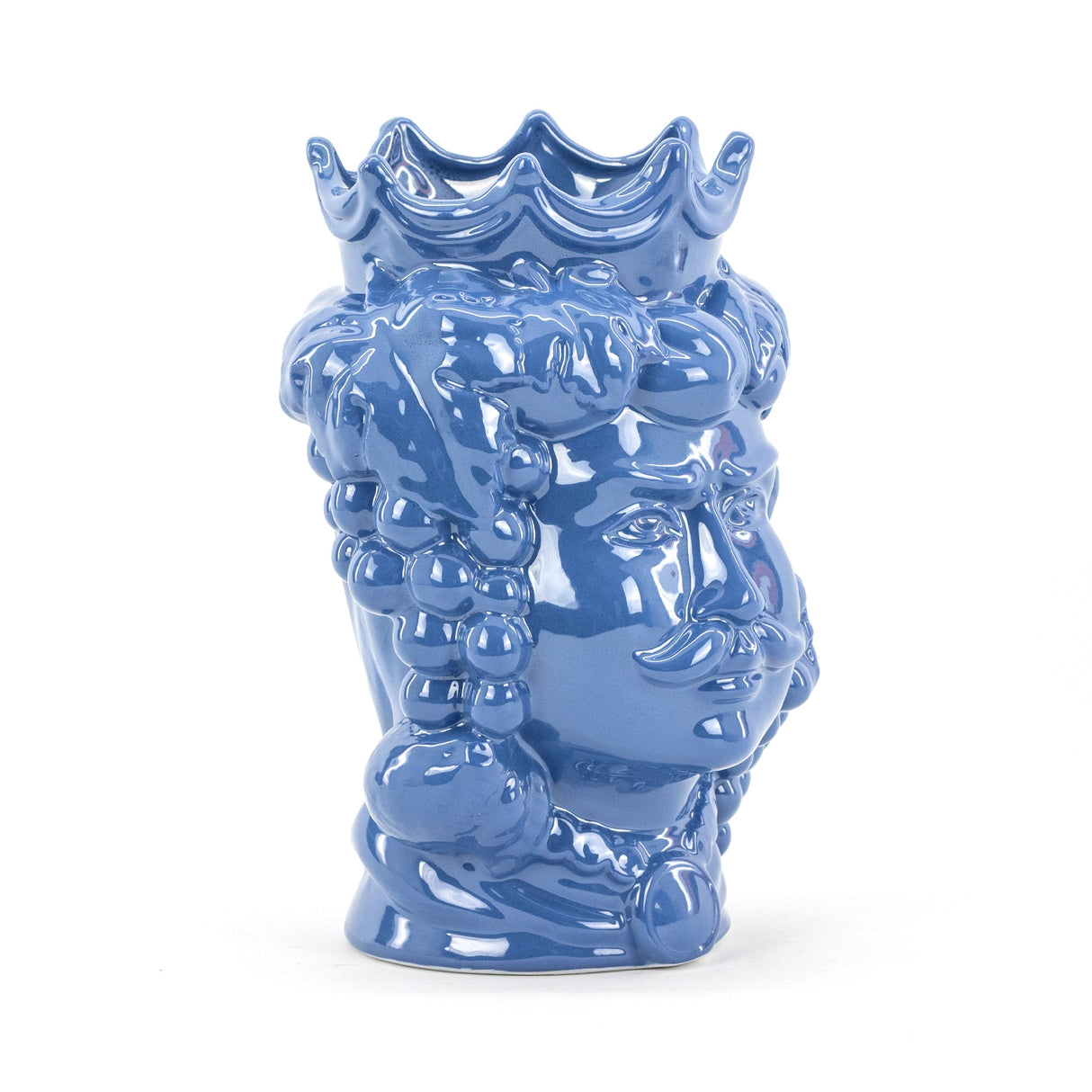 Sicilian Blue Moor's Head H 25 cm in Caltagirone Ceramic Handmade