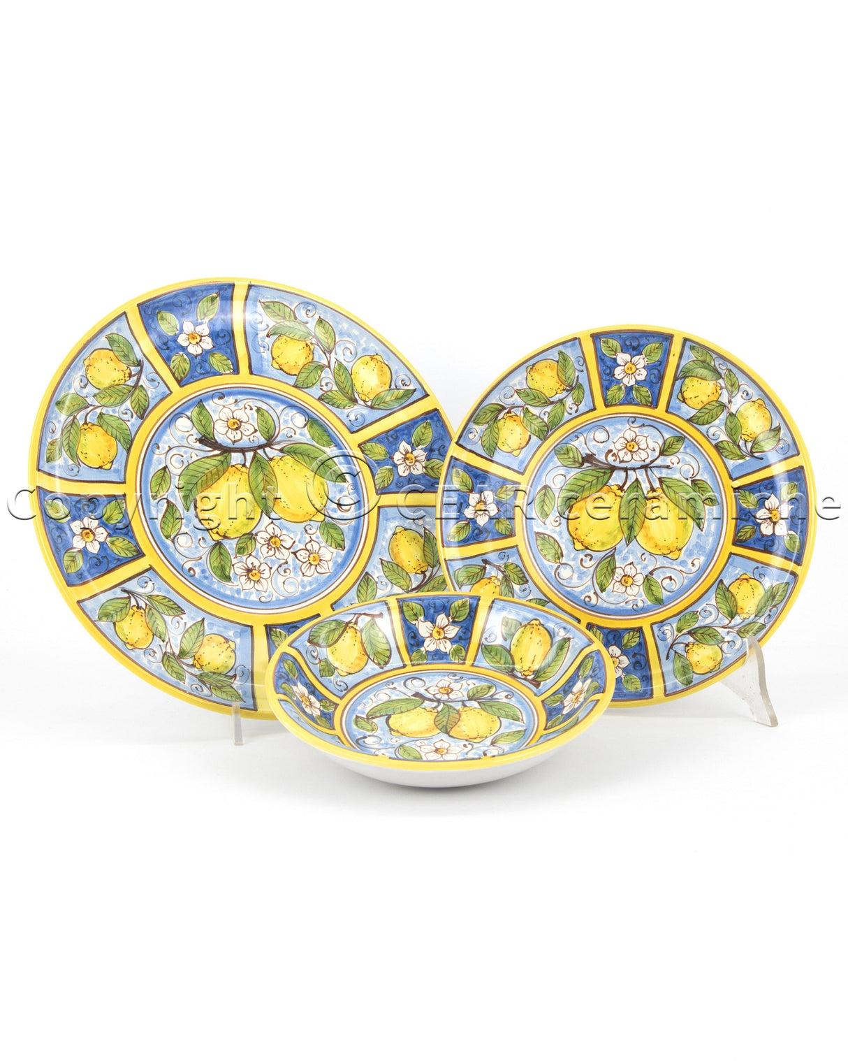 Posto tavola in ceramica di Caltagirone con decoro LIMONI