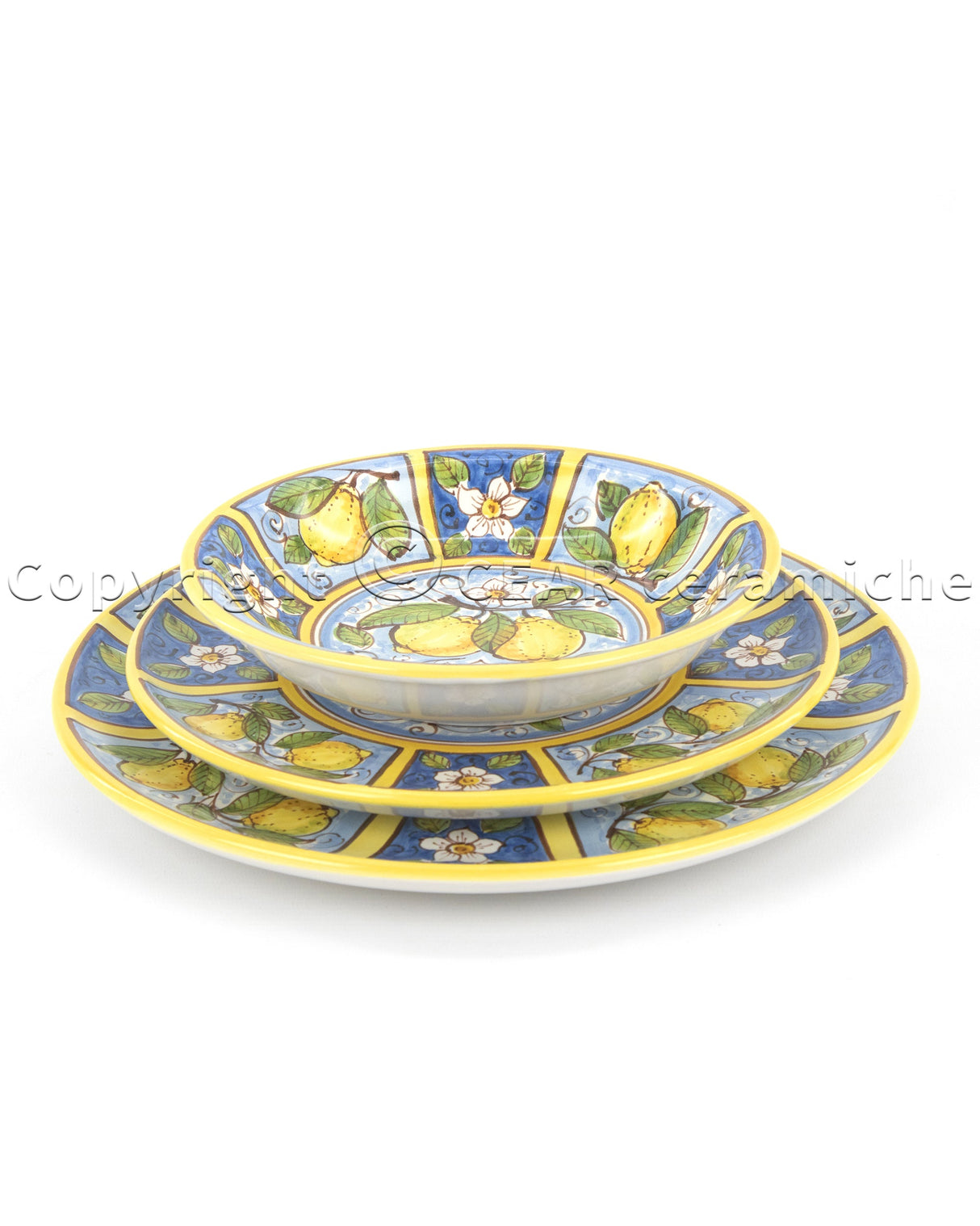 Posto tavola in ceramica di Caltagirone con decoro LIMONI