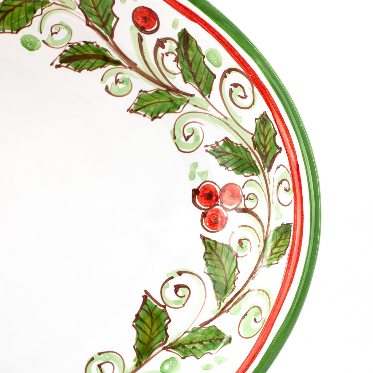 Vassoio ovale in ceramica di Caltagirone decoro AGRIFOGLIO