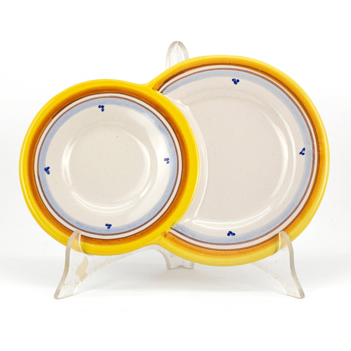 Tea cup with tray plate for biscuits/brioche in Caltagirone ceramic hand-decorated with AMBER decoration