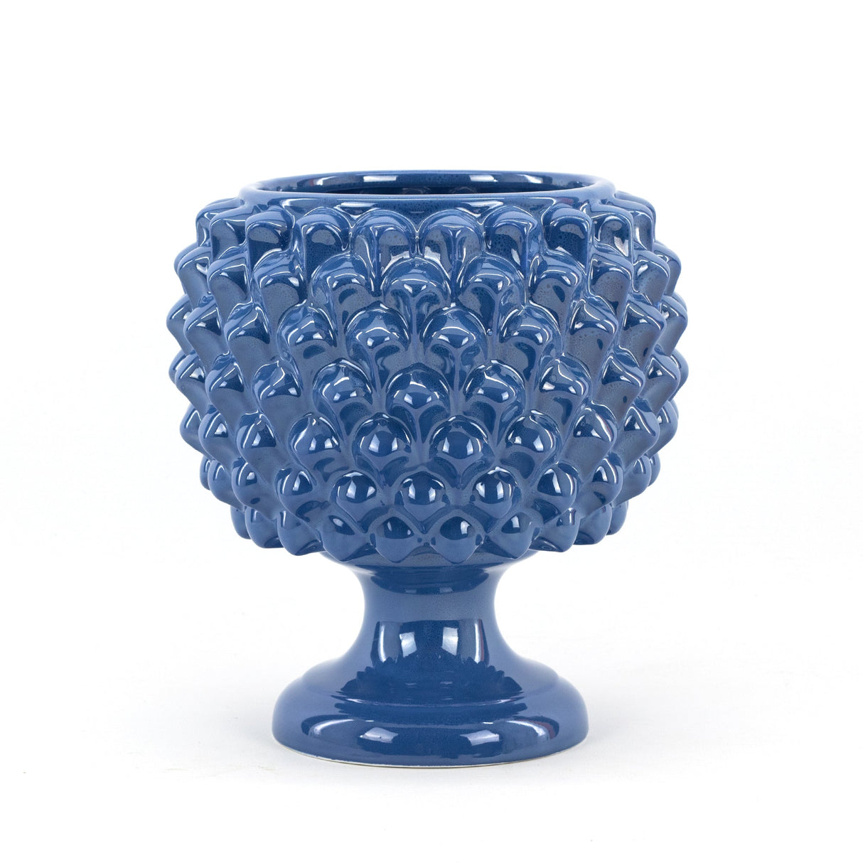 Mezza pigna in ceramica di Caltagirone H cm 21 colore Blu