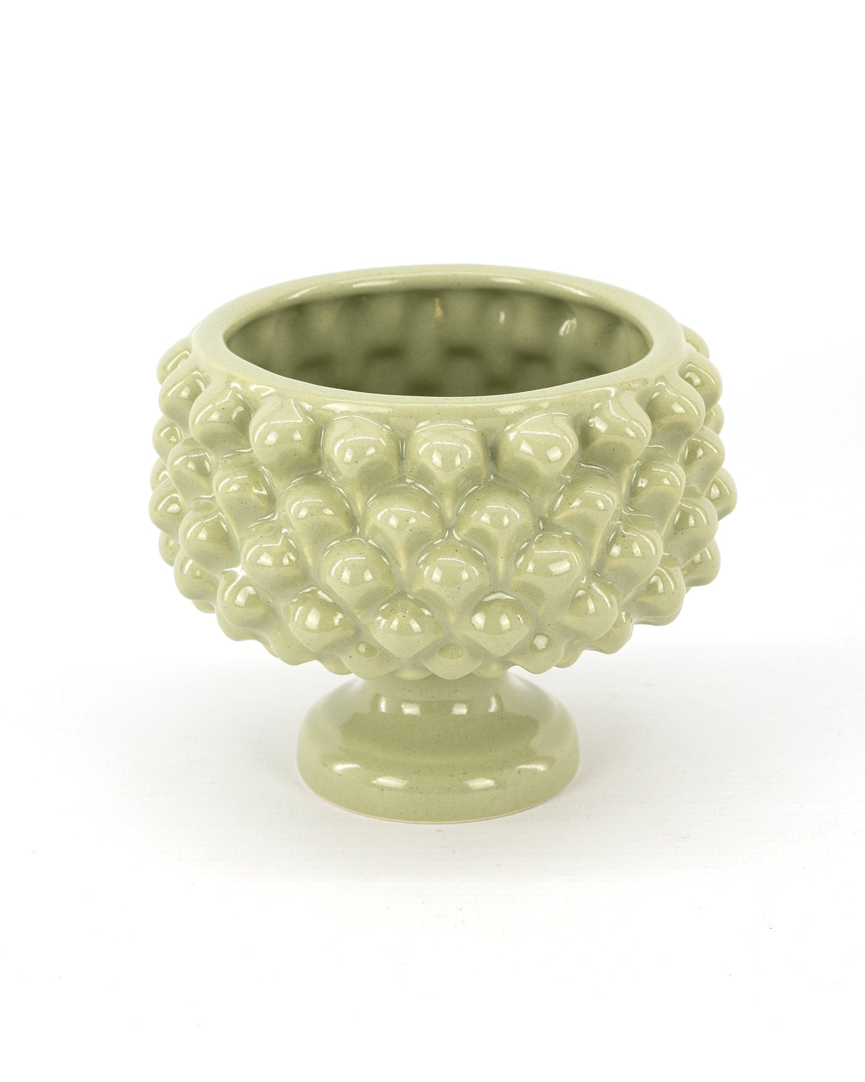 Half pine cone in Caltagirone ceramic, pistachio color