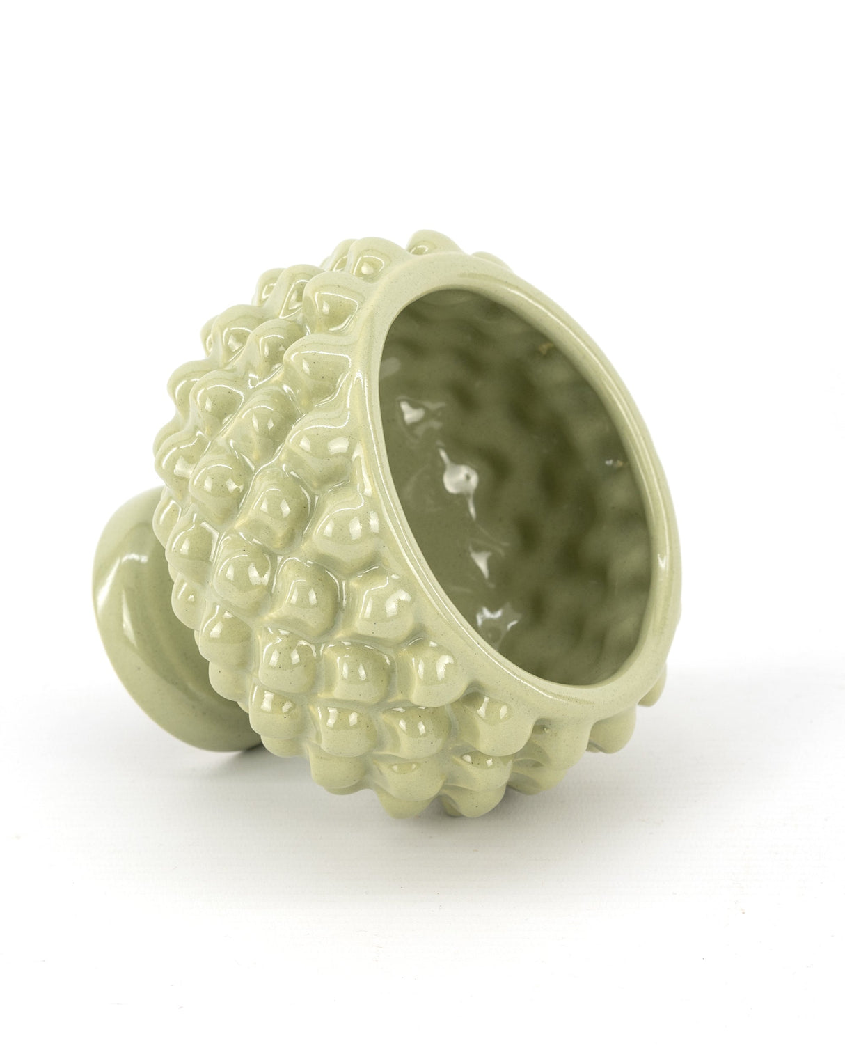 Half pine cone in Caltagirone ceramic, pistachio color