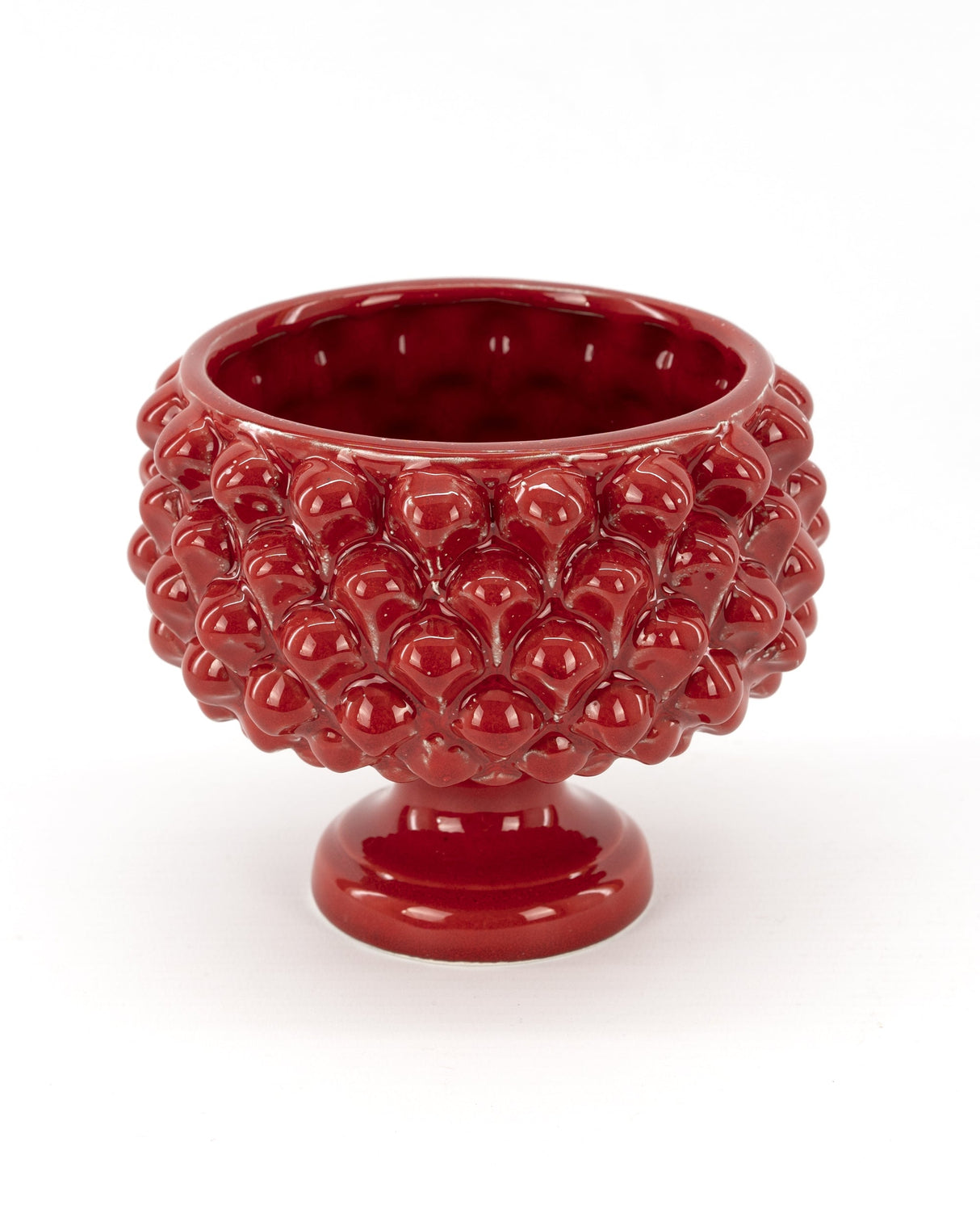 Half pine cone in Caltagirone ceramic, red color