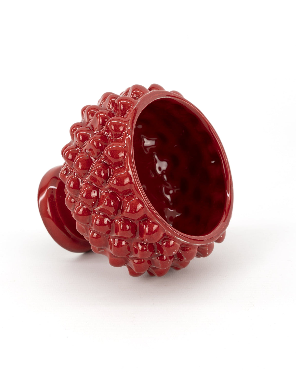 Half pine cone in Caltagirone ceramic, red color