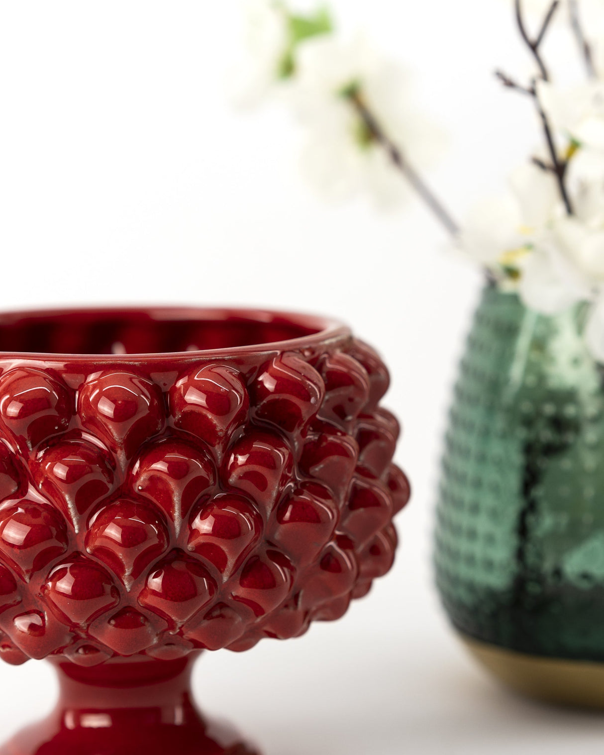 Half pine cone in Caltagirone ceramic, red color