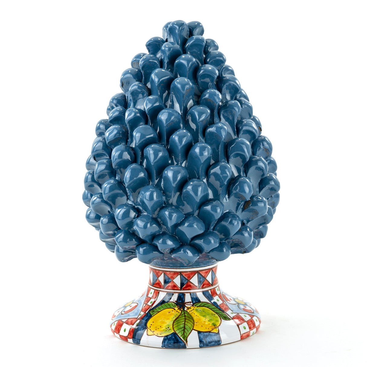 Sicilian pine cone H cm 30 in Caltagirone ceramic hand decorated Sicilian cart style