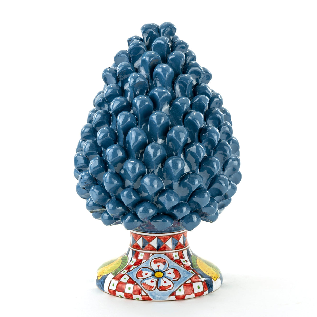 Sicilian pine cone H cm 30 in Caltagirone ceramic hand decorated Sicilian cart style