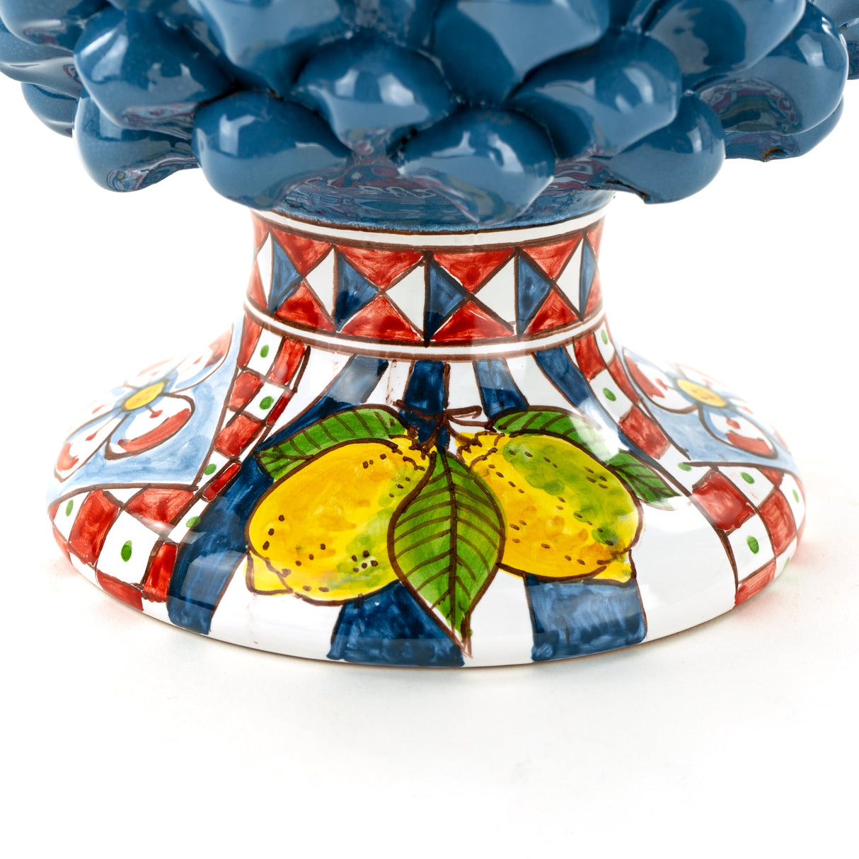 Sicilian pine cone H cm 30 in Caltagirone ceramic hand decorated Sicilian cart style
