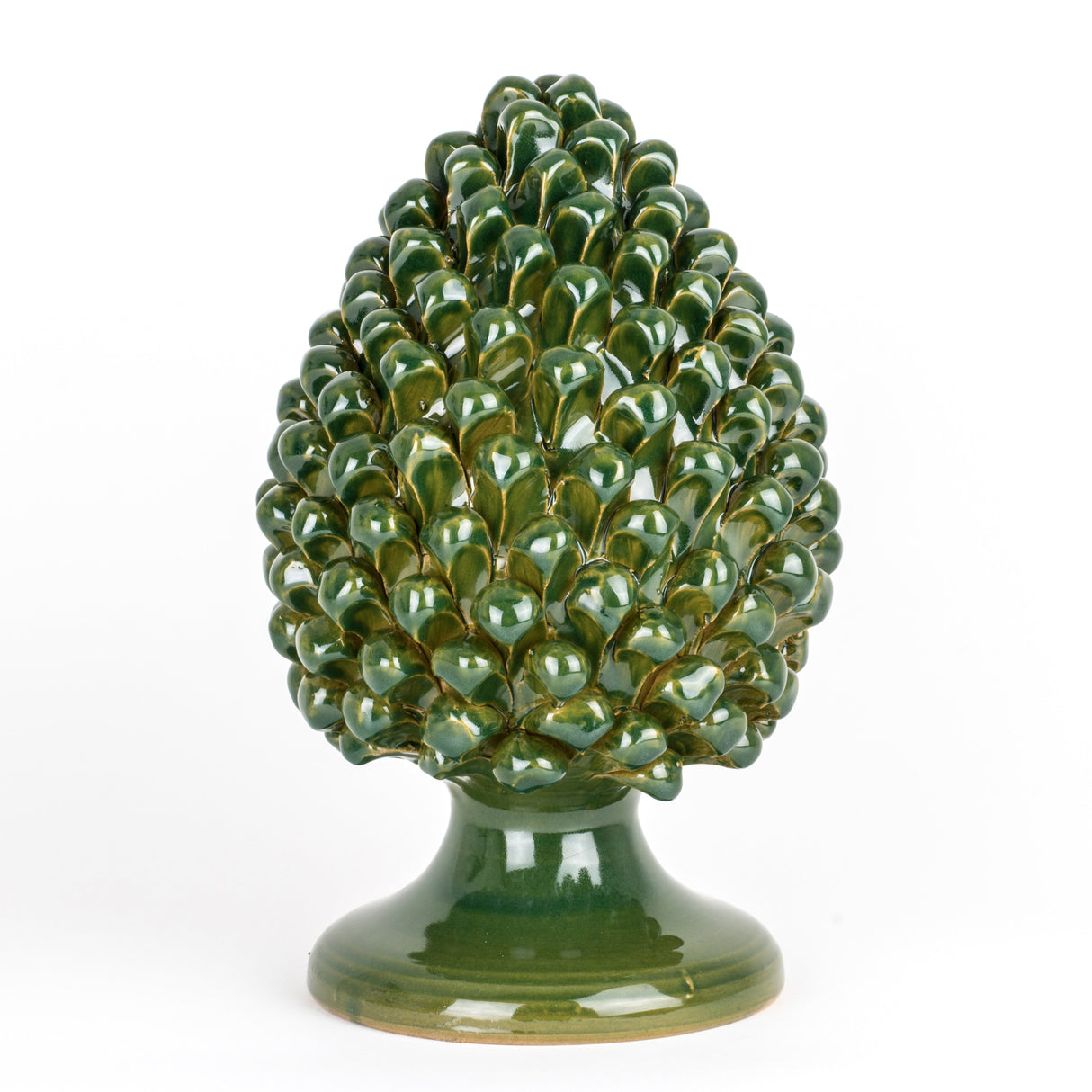 Green Pine Cone in Caltagirone Ceramic Handmade H cm 30