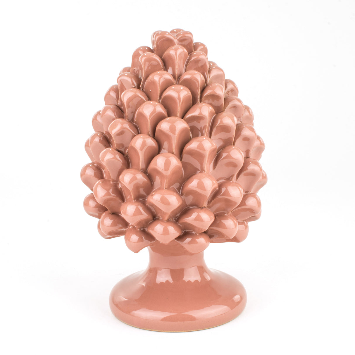 Pigna Rosa Decorativa H cm 25 in Ceramica di Caltagirone Fatta a Mano