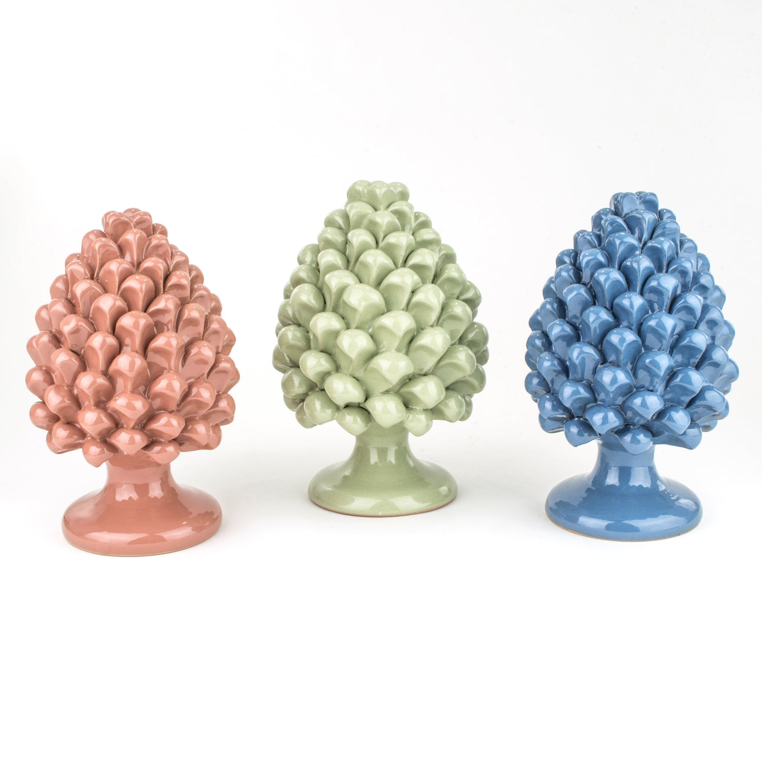 Pigna soprammobile H cm 20 in Ceramica di Caltagirone Fatta a Mano (Verde Pastello)