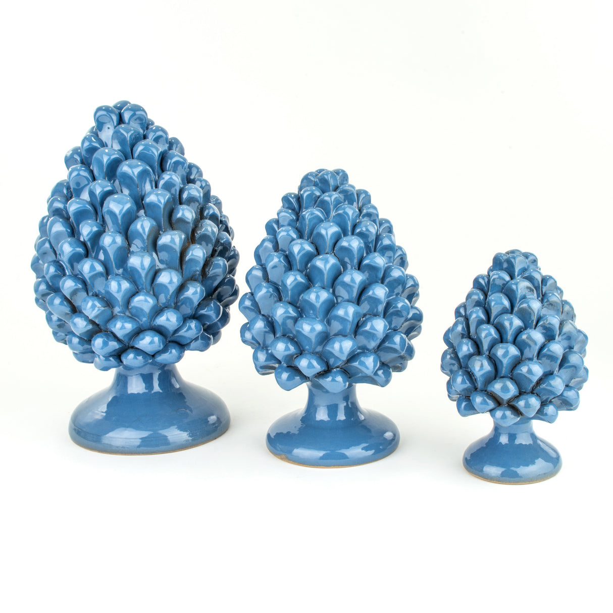 Pigna Blu Decorativa H cm 25 in Ceramica di Caltagirone Fatta a Mano