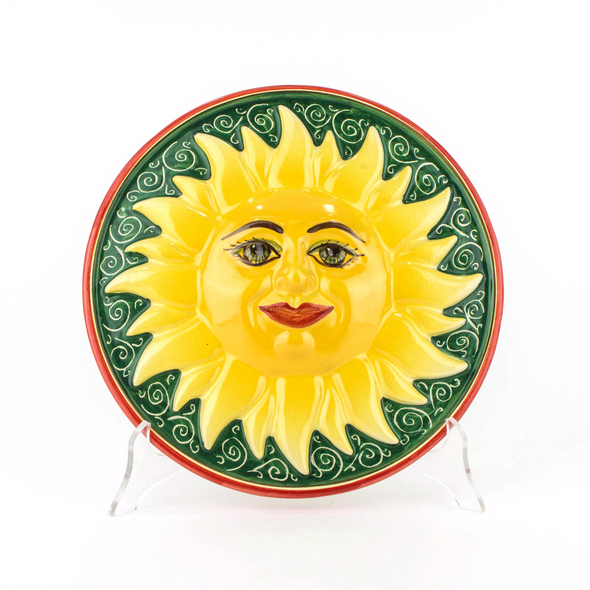 Ceramic Sun, Set of 3 Hand Decorated Wall Hanging. Caltagirone Ceramics Made in Italy 