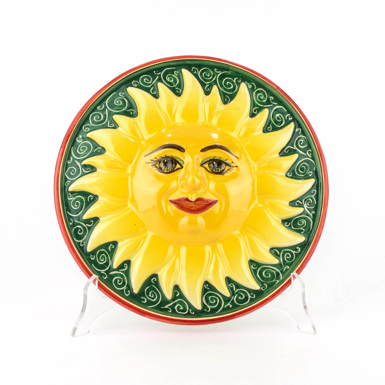 Sole medaglione in Ceramica da appendere fatto a mano Made in Italy